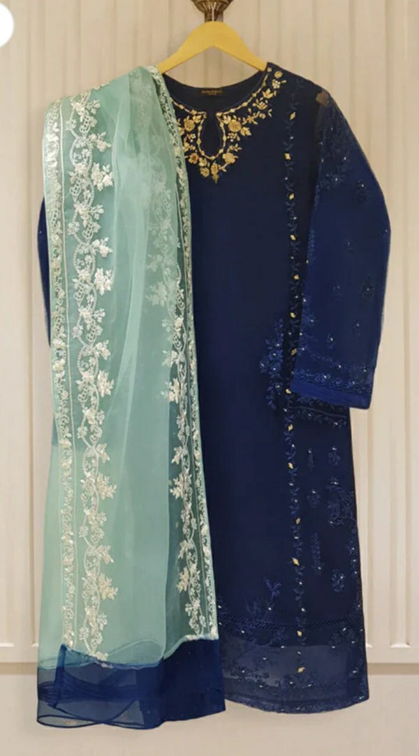 Agha Noor full embroidery organza suit with embroidery organza Dupatta *