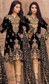 *iznik bridal embroidery velvet suit with embroidery chiffon Dupatta *