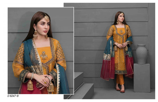 Maya by Tawakkal New Fancy Embroidered Organza 3 piece Suit