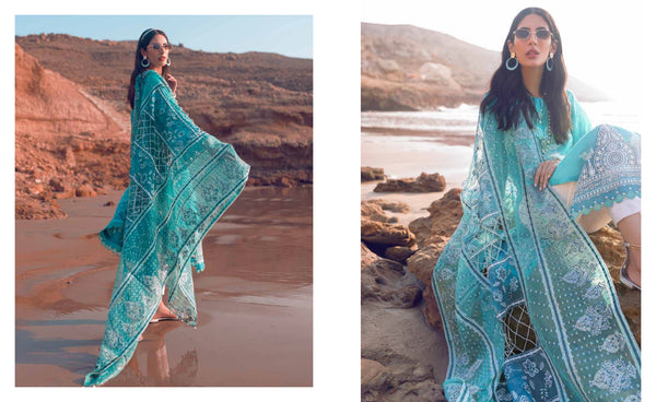 Unstitched Embroidered Lawn With Embroidered Dupatta