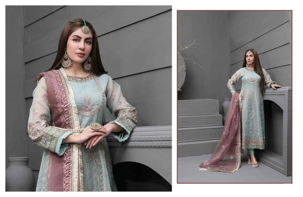 Maya by Tawakkal New Fancy Embroidered Organza 3 piece Suit
