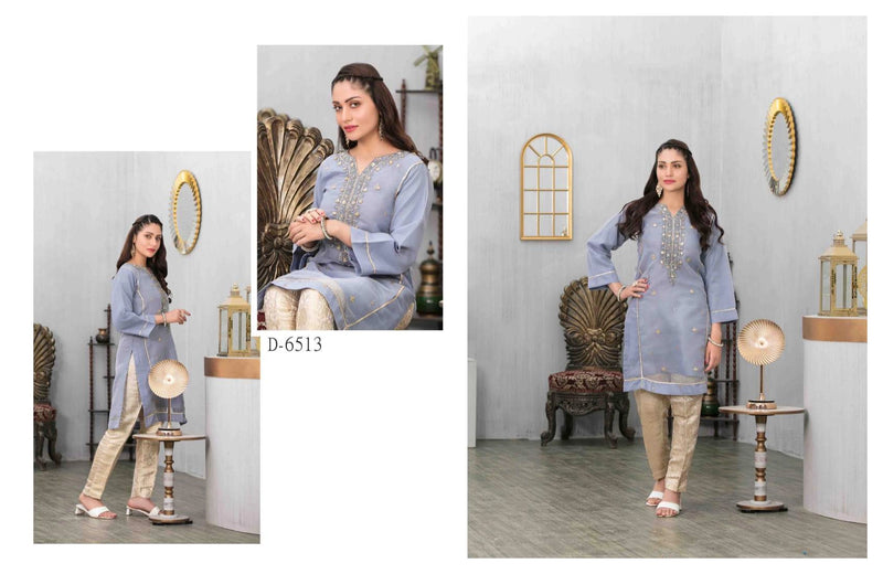 Stitched Fancy Embroidered Organza Kurti