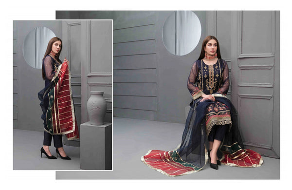 Maya by Tawakkal New Fancy Embroidered Organza 3 piece Suit